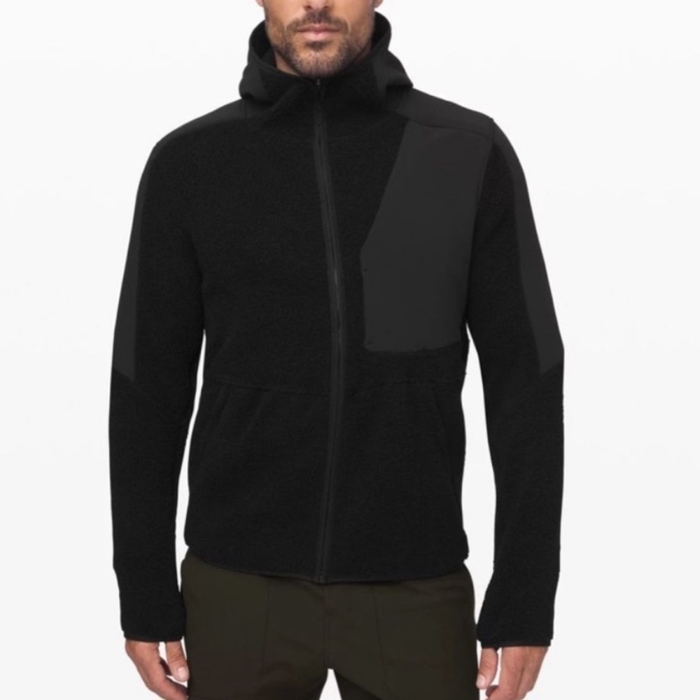 Lululemon Tundra Trek Black Sherpa Wool Blend Full Zip Hoodie Jacket